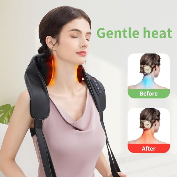 6D Shiatsu Deep Kneading Neck & Back Massager With Heat Adjustable Straps Cordle - Picture 5 of 7